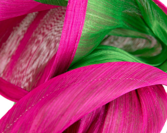 Fuchsia & lime silk abaca fascinator by Fillies Collection - Fascinators.com.au