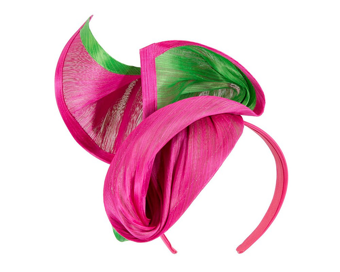 Fuchsia & lime silk abaca fascinator by Fillies Collection - Fascinators.com.au