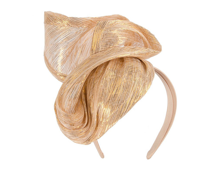 Gold silk abaca fascinator by Fillies Collection - Fascinators.com.au