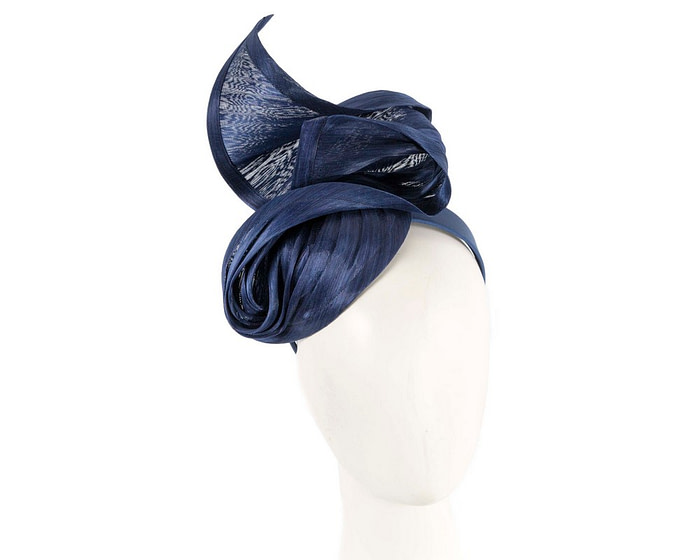 Navy silk abaca fascinator by Fillies Collection - Fascinators.com.au