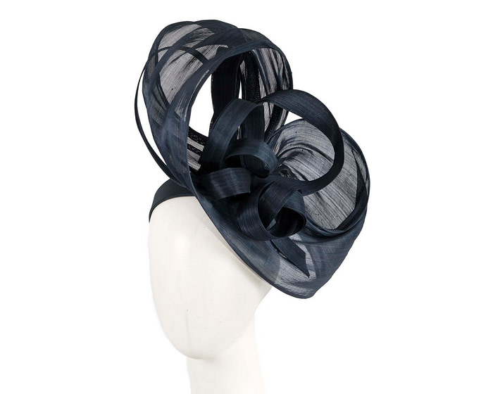 Large bespoke navy fascinator by Fillies Collection - Fascinators.com.au