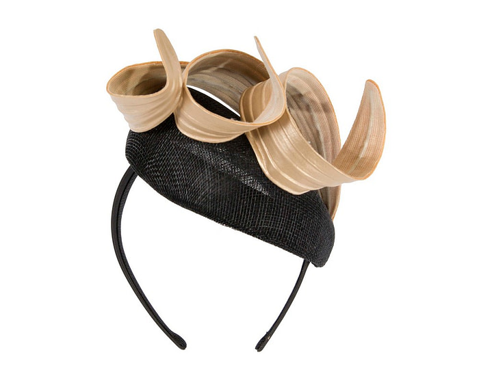 Black & gold pillbox spring racing fascinator by Fillies Collection - Fascinators.com.au