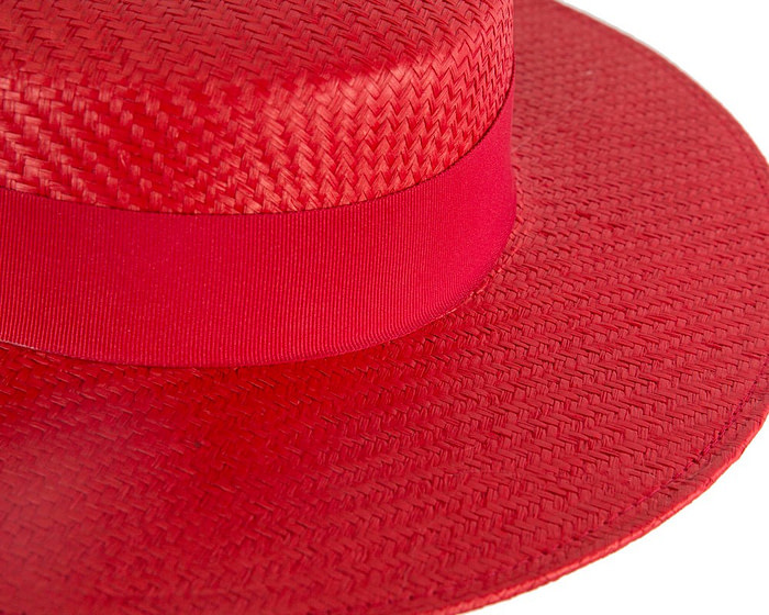 Red boater hat by Max Alexander - Fascinators.com.au