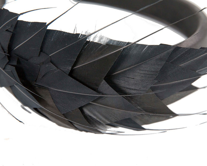 Black feather fascinator headband - Image 3