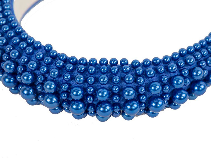 Royal blue pearls fascinator headband - Image 4