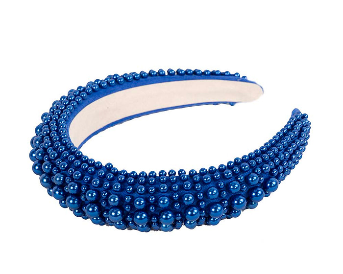 Royal blue pearls fascinator headband - Image 3