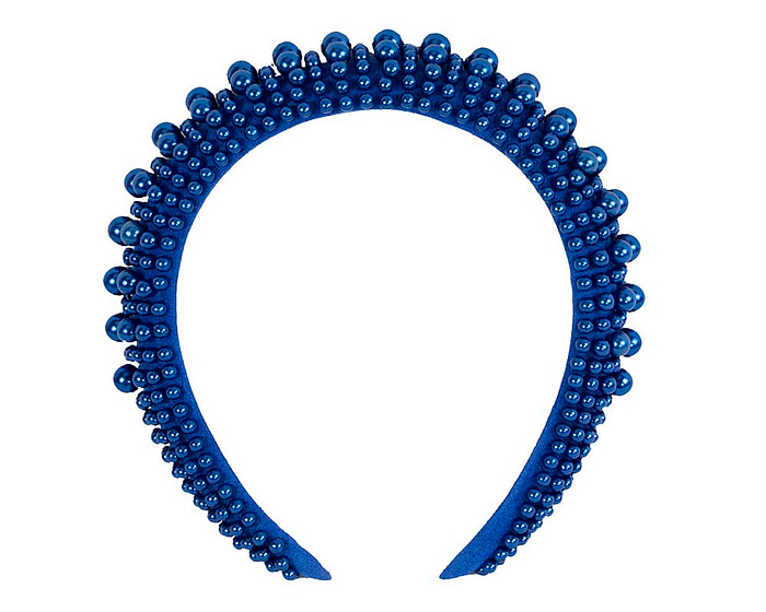Royal blue pearls fascinator headband - Image 2
