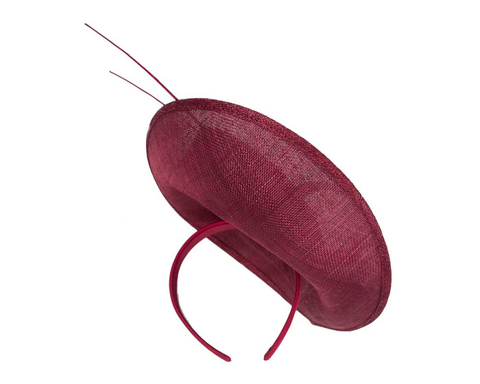 Burgundy fascinator with bow and feathers - Image 4
