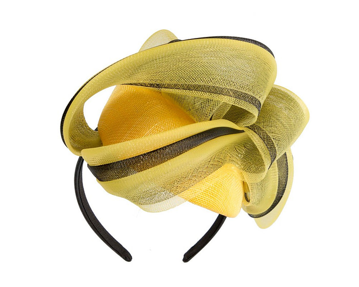 Dark Yellow & Black racing pillbox fascinator by Fillies Collection - Fascinators.com.au