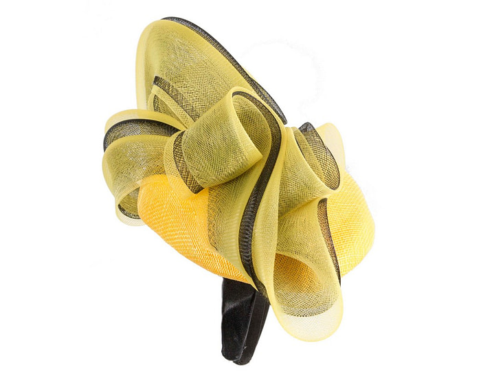 Dark Yellow & Black racing pillbox fascinator by Fillies Collection - Fascinators.com.au