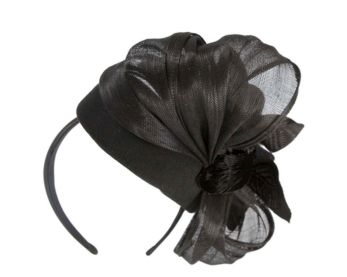 Black winter flower pillbox fascinator by Fillies Collection - Fascinators.com.au