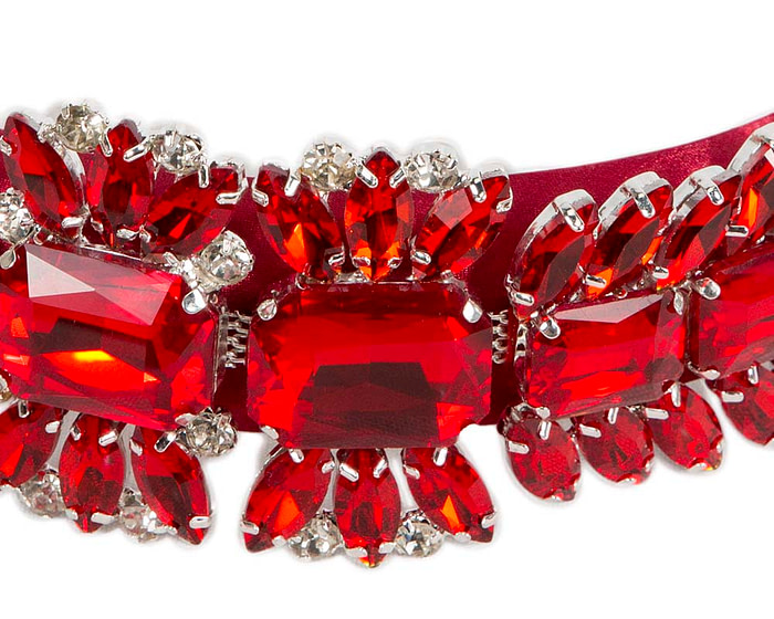 Red crystals fascinator headband - Fascinators.com.au