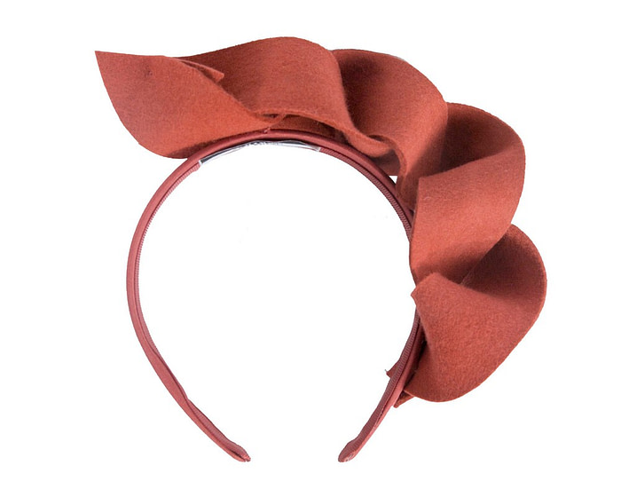 Rust orange spiral felt winter fascinator by Max Alexander - Fascinators.com.au