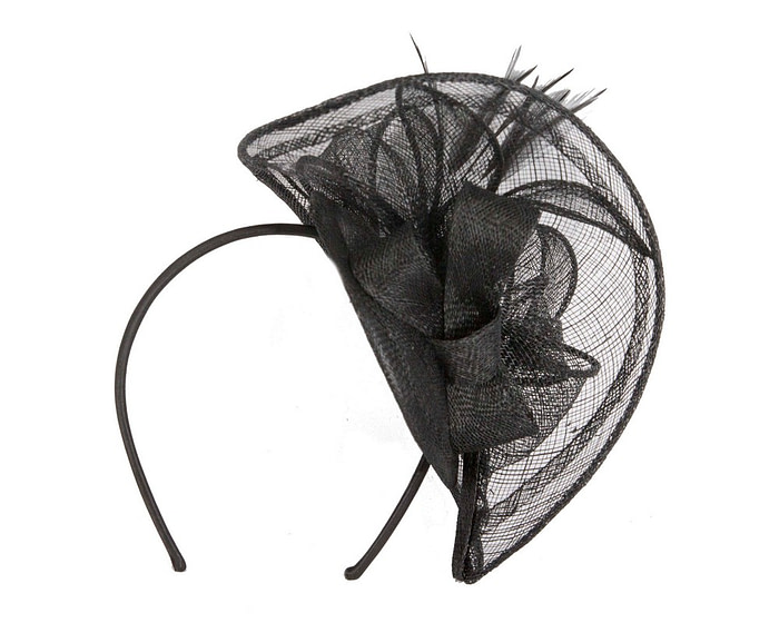 Max Alexander Elegant Black Sinamay Flower Fascinator - Fascinators.com.au