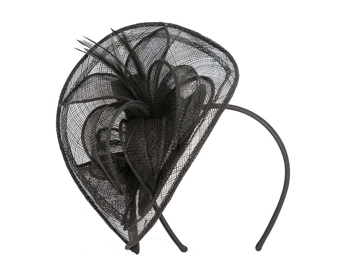 Max Alexander Elegant Black Sinamay Flower Fascinator - Fascinators.com.au