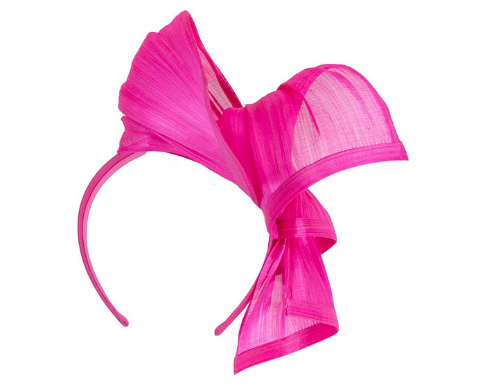 Twisted hot pink silk abaca fascinator by Fillies Collection - Image 4