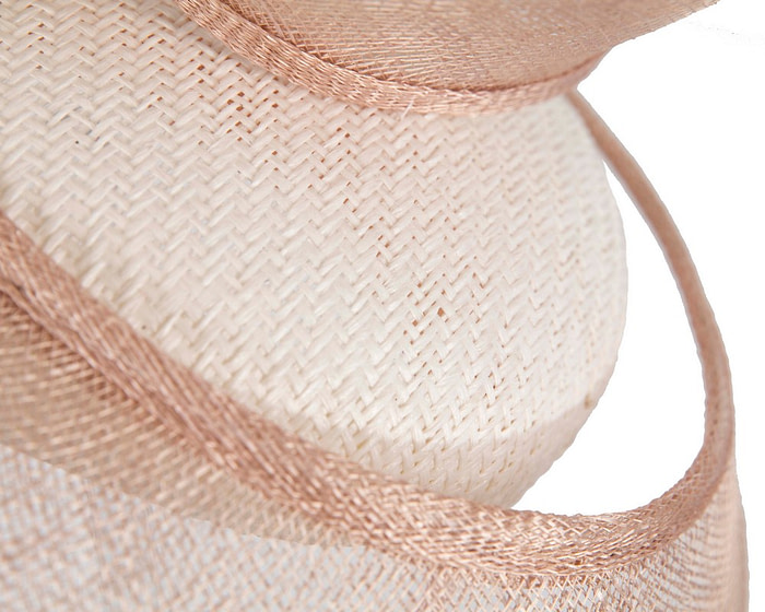 White & Blush sinamay fascinator by Fillies Collection - Image 5