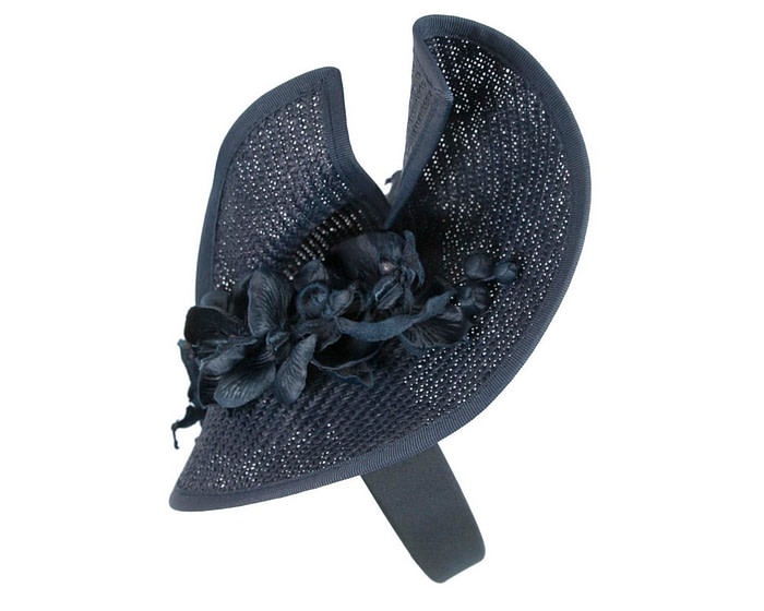 Navy designers racing fascinator with orchids by Fillies Collection - Image 3