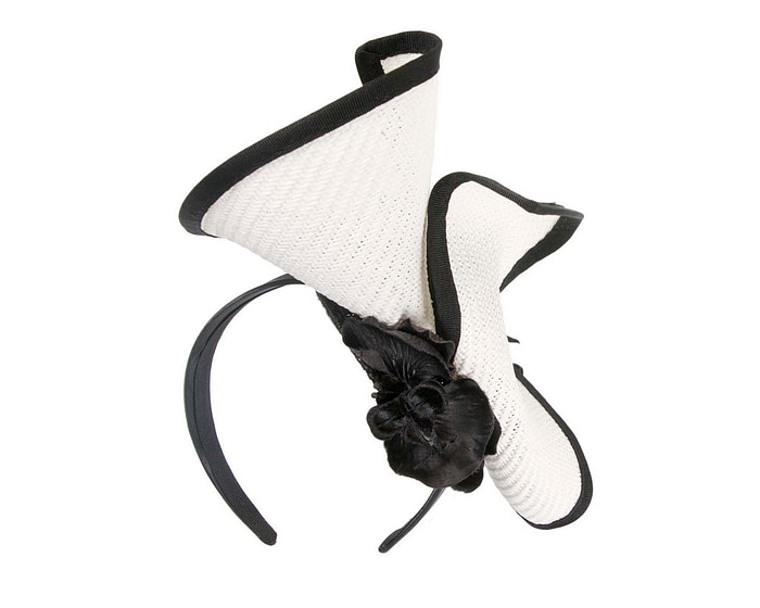 White & Black designers racing fascinator with orchids by Fillies Collection - Image 6