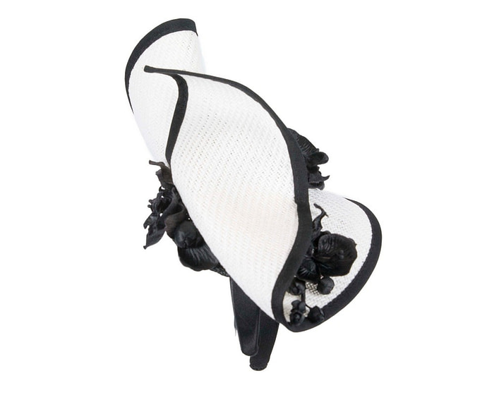 White & Black designers racing fascinator with orchids by Fillies Collection - Image 4