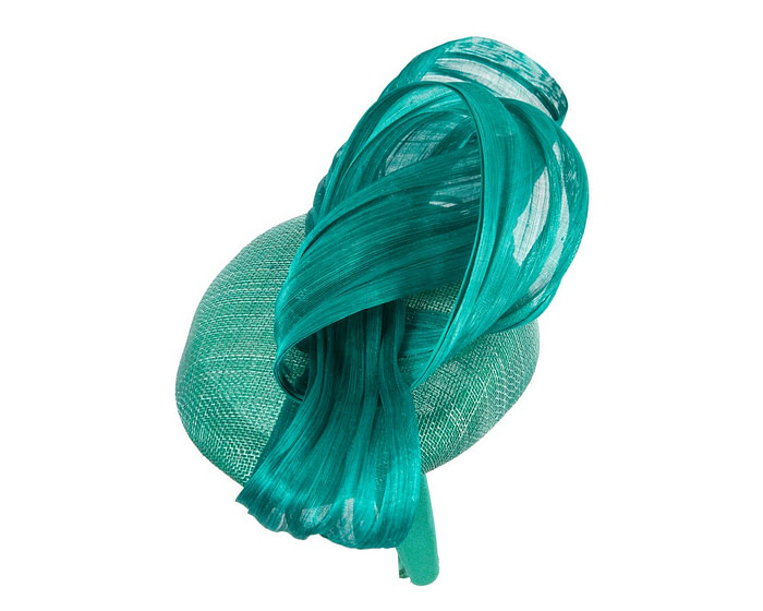Teal pillbox silk abaca bow by Fillies Collection S307 - Image 3