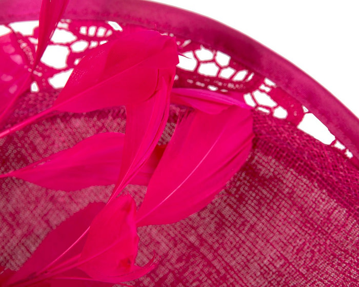 Large fuchsia spring racing fascinator by Fillies Collection - Image 4