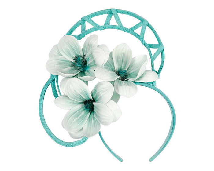 Turquoise flower fascinator headband by Fillies Collection - Fascinators.com.au