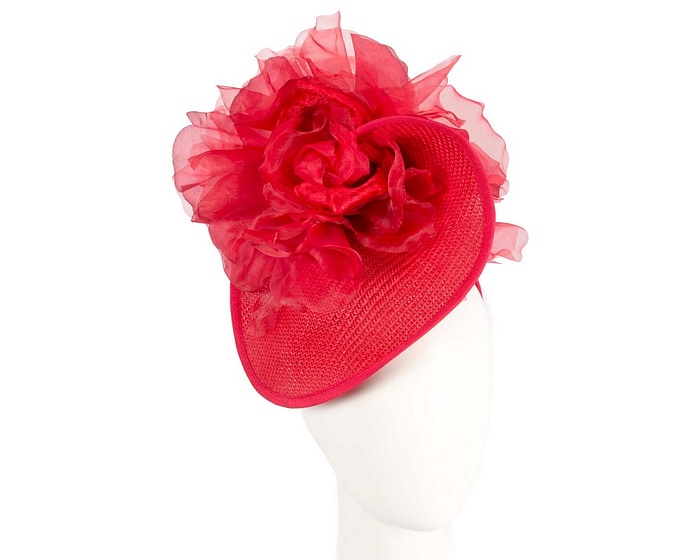 Red fascinator with large flower by Fillies Collection - Fascinators.com.au