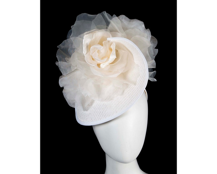White fascinator with large flower by Fillies Collection - Fascinators.com.au
