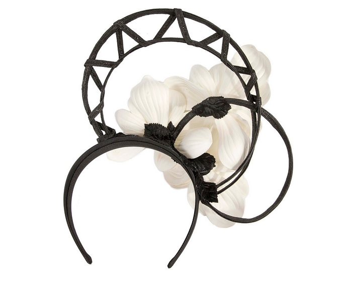 Black & cream flower fascinator headband by Fillies Collection - Image 4