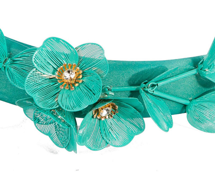 Teal floral fascinator headband - Image 3