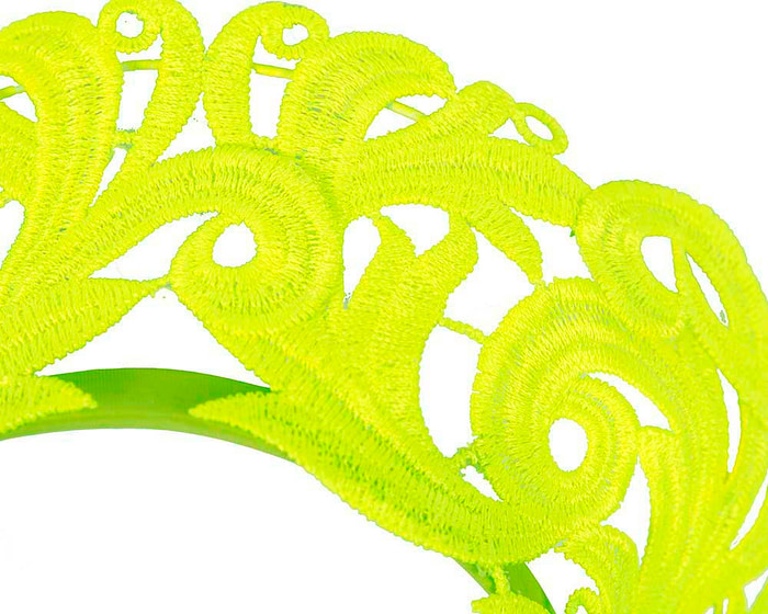 Fluro lime Australian Made crown racing fascinator by Max Alexander - Image 3