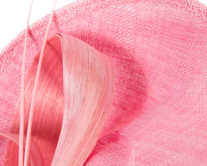 Dusty Pink fascinator with bow and feathers - Image 3