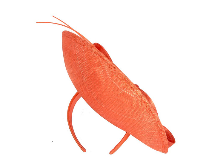Orange fascinator with bow and feathers - Image 4