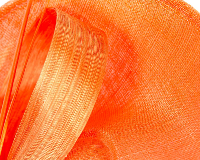 Orange fascinator with bow and feathers - Image 3