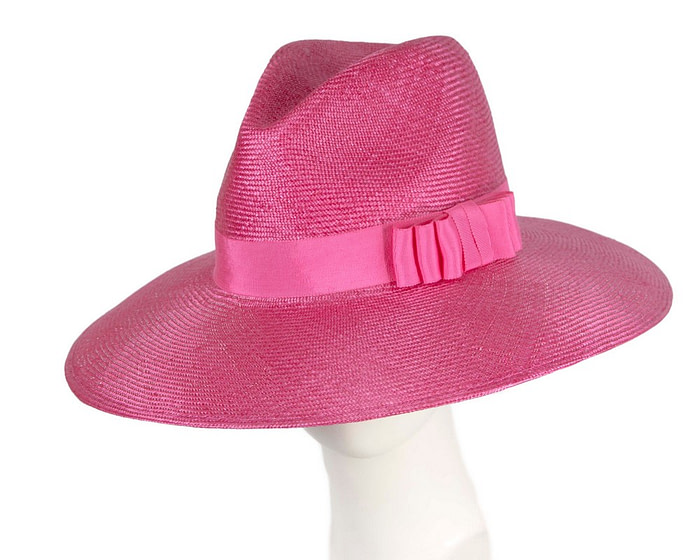 Fuchsia wide brim ladies fedora hat by Max Alexander