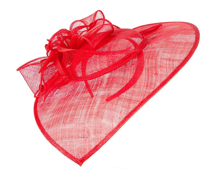 Large red sinamay fascinator hat - Image 2