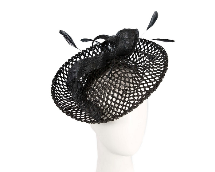 Max Alexander black mesh racing fascinator hat