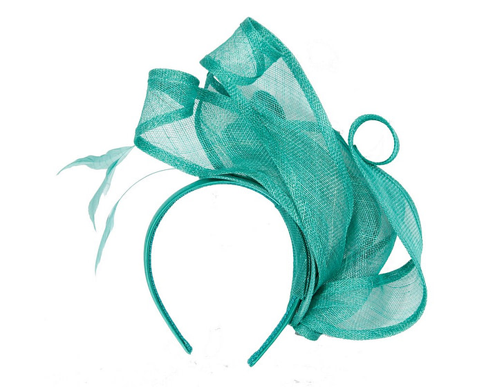 Max Alexander Teal Green Sinamay Fascinator - Image 4