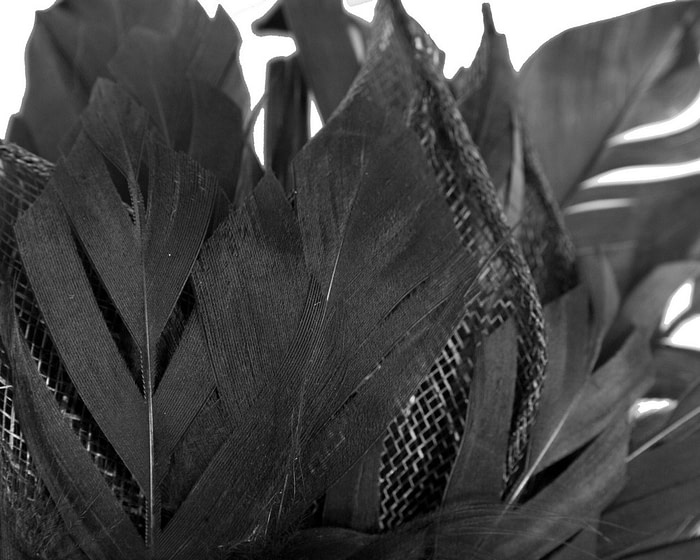 Eye Catching Black Feathers and Flower fascinator - Image 3