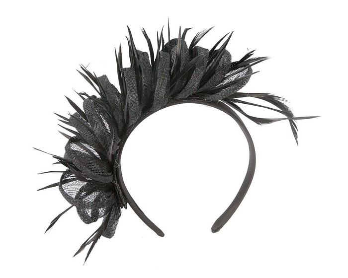 Max Alexander Black Feathered Fascinator - Image 4