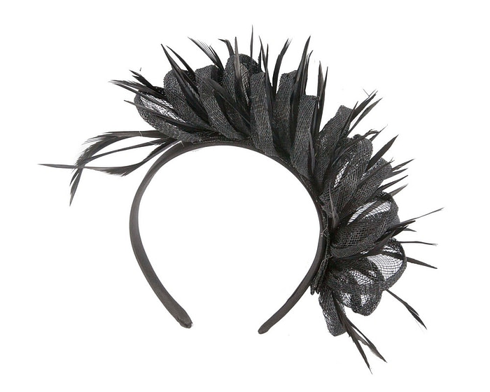 Max Alexander Black Feathered Fascinator - Image 2