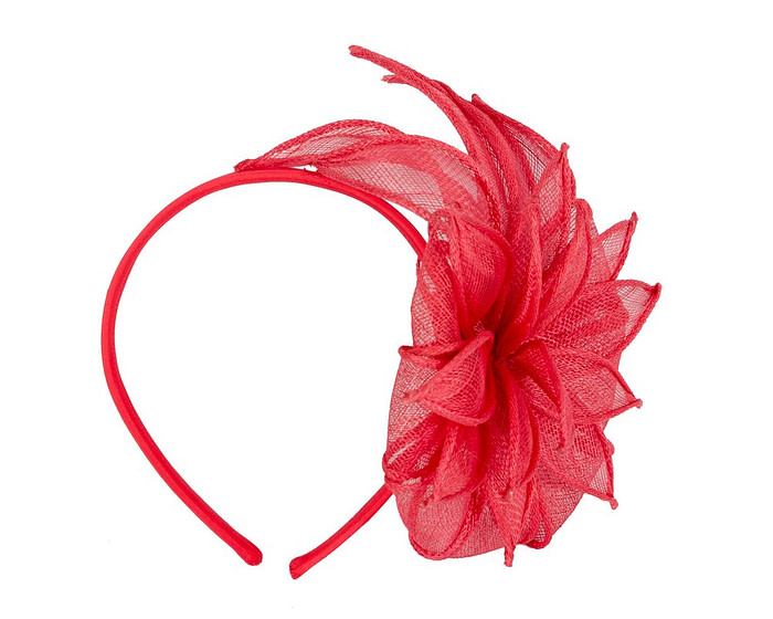 Red sinamay fascinator headband by Max Alexander - Image 2