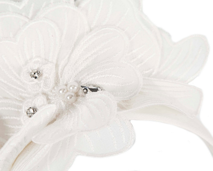 White lace flower fascinator by Max Alexander - Fascinators.com.au