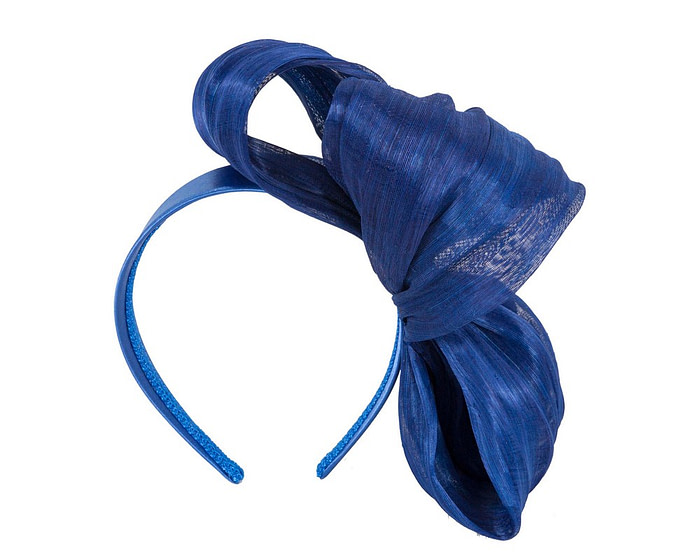 Large royal blue bow racing fascinator by Fillies Collection - Image 4
