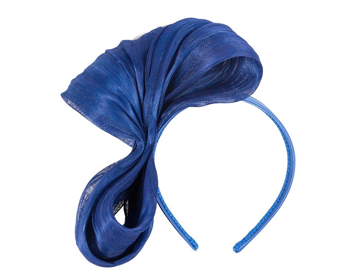Large royal blue bow racing fascinator by Fillies Collection - Image 2
