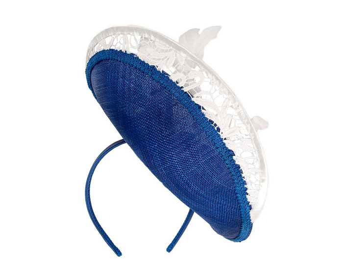 Large blue & white spring racing fascinator by Fillies Collection - Image 6