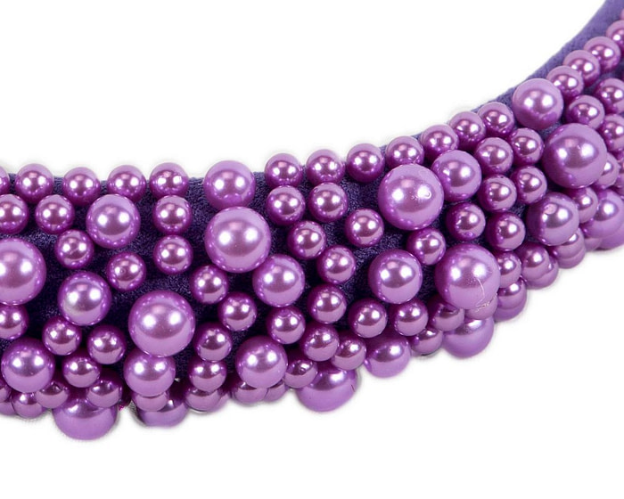 Purple pearls fascinator headband - Image 3