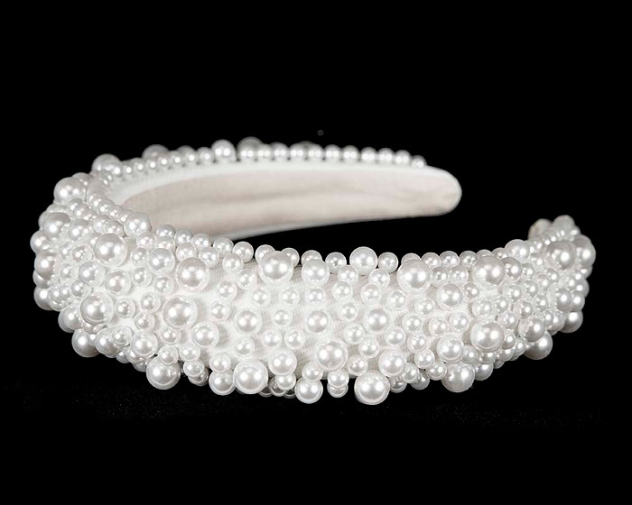 White pearls fascinator headband - Image 2