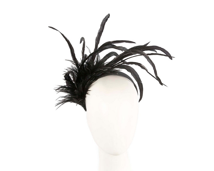 Black feather fascinator headband